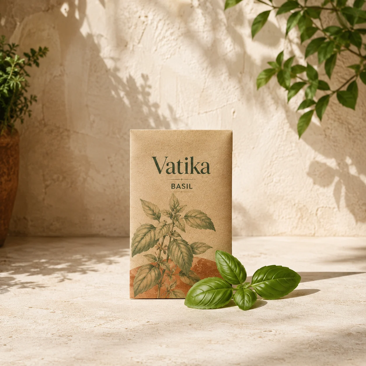 Sweet Basil Seeds — Vatika branded concept image