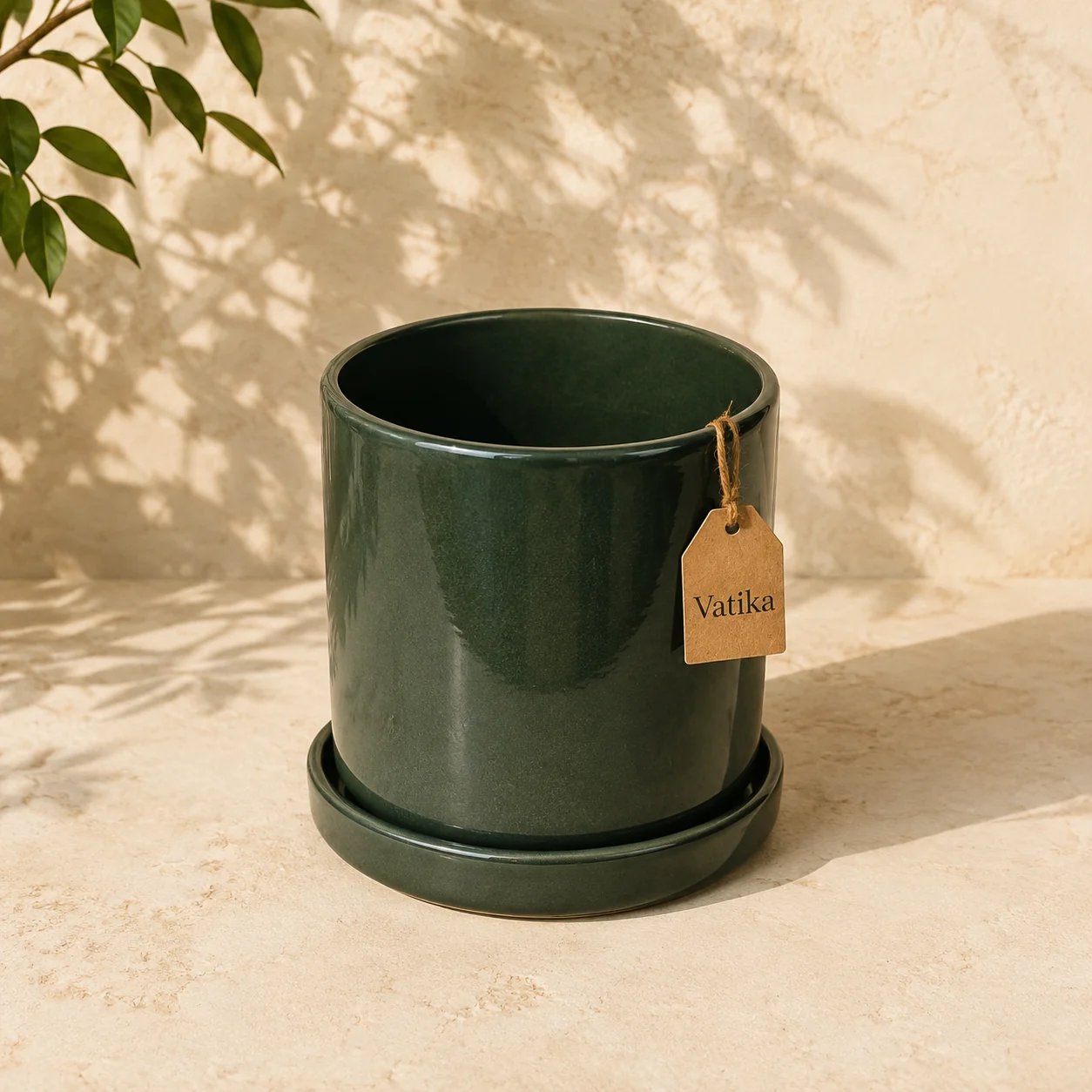 Forest Green Ceramic Planter — Vatika branded concept image